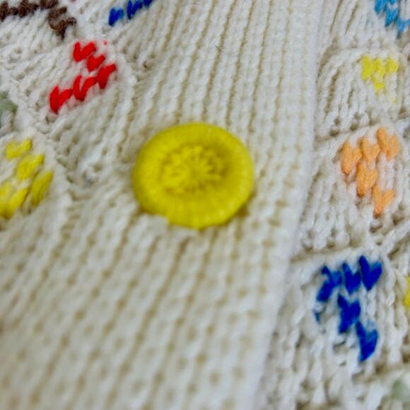 Vintage 60s Fashion Collection Multicolor Argyle Embroidered Long Cardigan - Picture 3 of 16